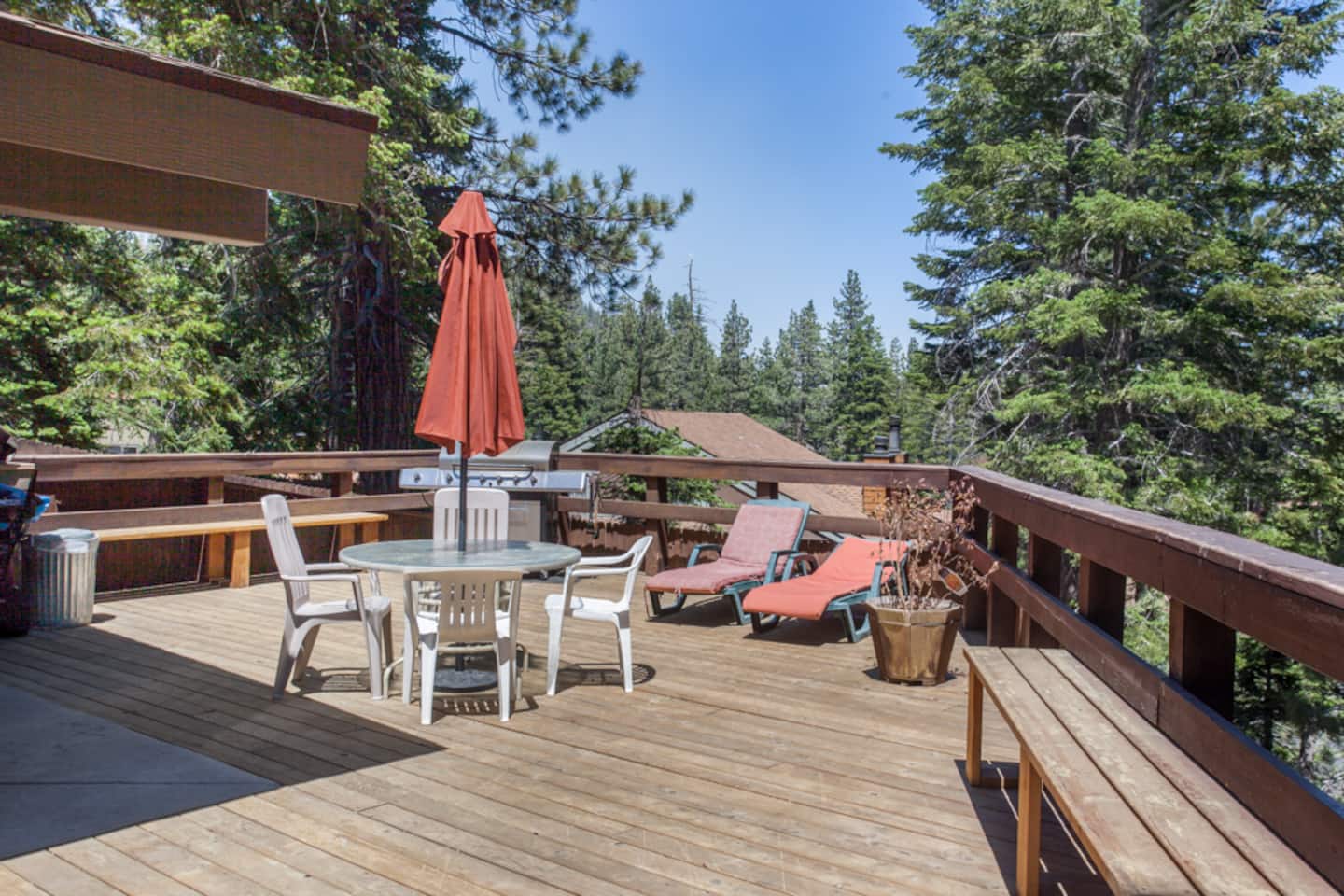 Outdoor deck space with mountain views